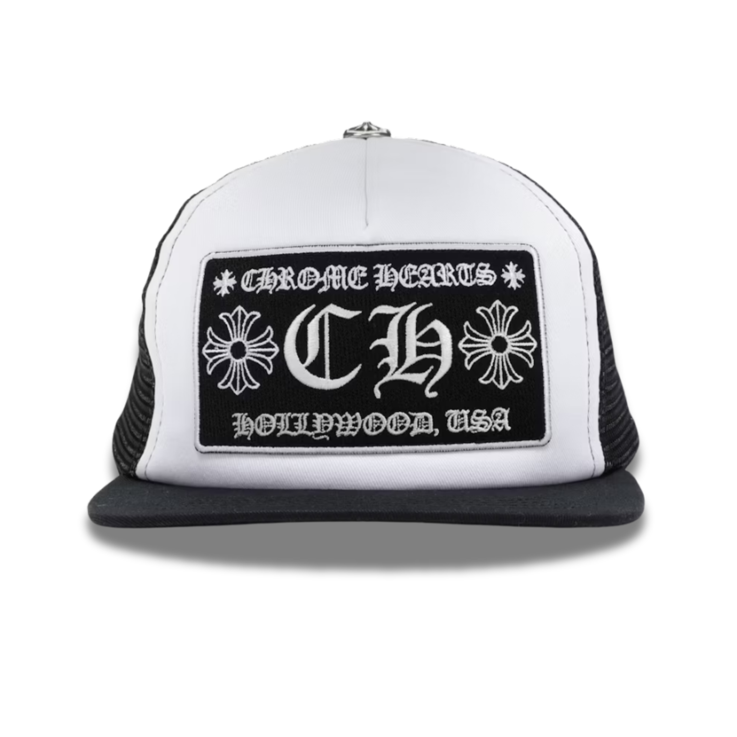 Chrome Hearts Hollywood White Black Trucker Cap