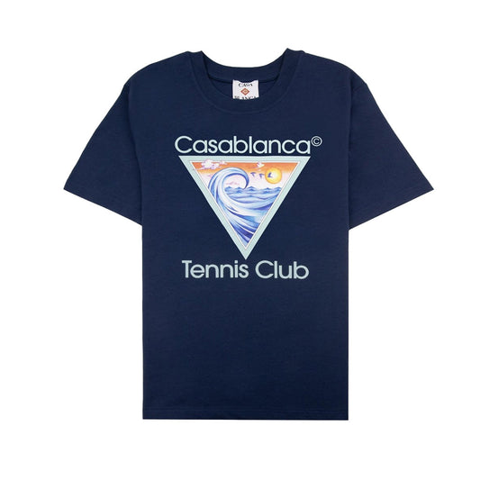 Casablanca Tennis Club Icon Printed T-shirt Navy