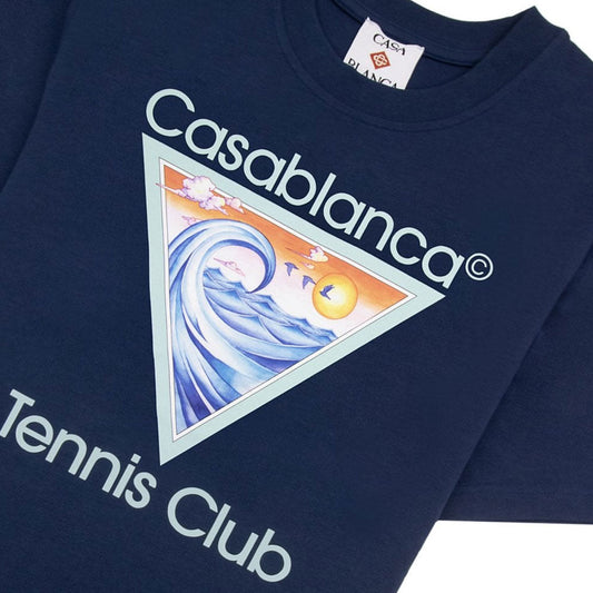Casablanca Tennis Club Icon Printed T-shirt Navy